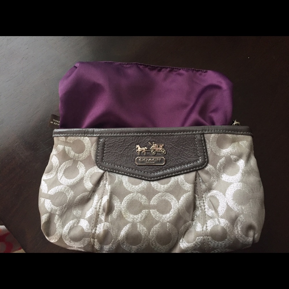 Silver Coach Clutch Bag